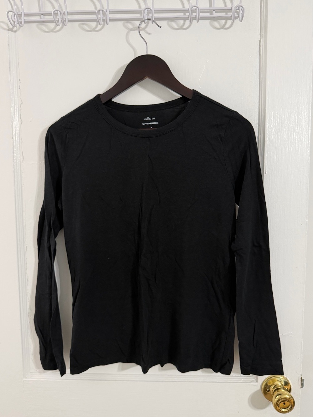 Banana Republic Black Long-Sleeve Crewneck Top